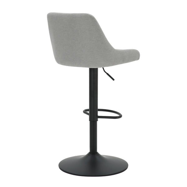 Worldwide Home Furnishings Kron-air Stylish Adjustable Stool With Winged Back And Tufted Upholstery For Bar Or Counter Use Grey,Black Fabric,Metal 203-574gy