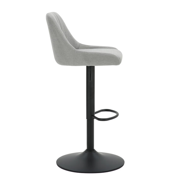 Worldwide Home Furnishings Kron-air Stylish Adjustable Stool With Winged Back And Tufted Upholstery For Bar Or Counter Use Grey,Black Fabric,Metal 203-574gy
