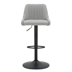 Worldwide Home Furnishings Kron-air Stylish Adjustable Stool With Winged Back And Tufted Upholstery For Bar Or Counter Use Grey,Black Fabric,Metal 203-574gy