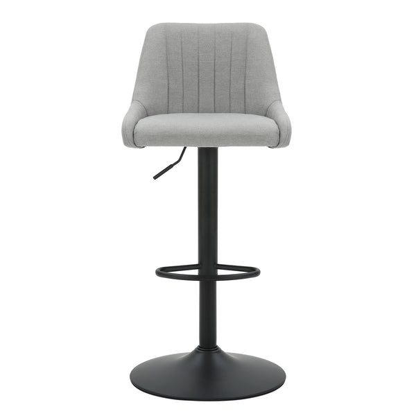 Worldwide Home Furnishings Kron-air Stylish Adjustable Stool With Winged Back And Tufted Upholstery For Bar Or Counter Use Grey,Black Fabric,Metal 203-574gy