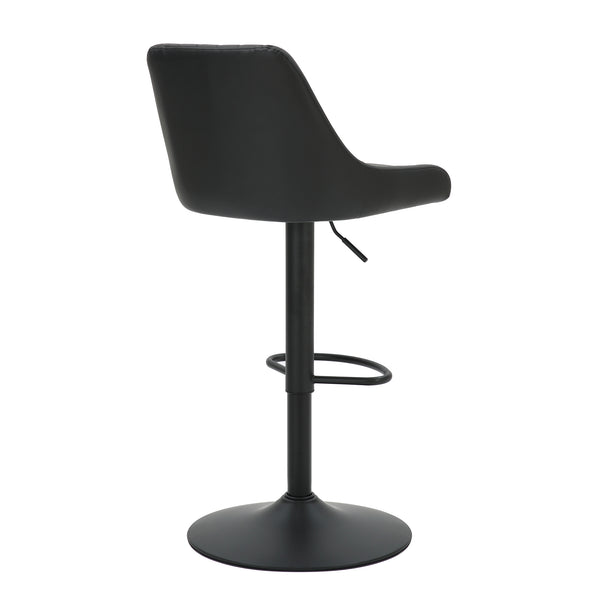 Worldwide Home Furnishings Kron-air Stylish Adjustable Stool With Winged Back And Tufted Upholstery For Bar Or Counter Use Black,Black Faux Leather,Metal 203-574pubk