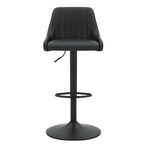 Worldwide Home Furnishings Kron-air Stylish Adjustable Stool With Winged Back And Tufted Upholstery For Bar Or Counter Use Black,Black Faux Leather,Metal 203-574pubk