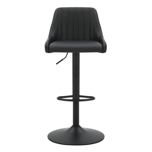 Worldwide Home Furnishings Kron-air Stylish Adjustable Stool With Winged Back And Tufted Upholstery For Bar Or Counter Use Black,Black Faux Leather,Metal 203-574pubk