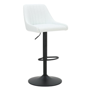 Worldwide Home Furnishings Kron-air Stylish Adjustable Stool With Winged Back And Tufted Upholstery For Bar Or Counter Use White,Black Faux Leather,Metal 203-574puwt