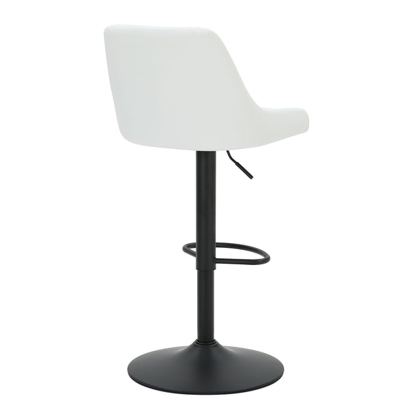 Worldwide Home Furnishings Kron-air Stylish Adjustable Stool With Winged Back And Tufted Upholstery For Bar Or Counter Use White,Black Faux Leather,Metal 203-574puwt