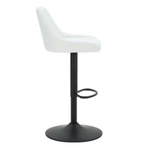 Worldwide Home Furnishings Kron-air Stylish Adjustable Stool With Winged Back And Tufted Upholstery For Bar Or Counter Use White,Black Faux Leather,Metal 203-574puwt