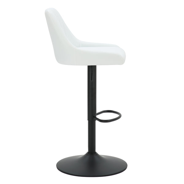 Worldwide Home Furnishings Kron-air Stylish Adjustable Stool With Winged Back And Tufted Upholstery For Bar Or Counter Use White,Black Faux Leather,Metal 203-574puwt