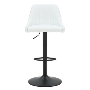 Worldwide Home Furnishings Kron-air Stylish Adjustable Stool With Winged Back And Tufted Upholstery For Bar Or Counter Use White,Black Faux Leather,Metal 203-574puwt