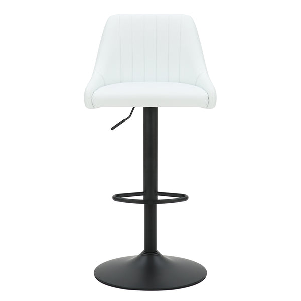 Worldwide Home Furnishings Kron-air Stylish Adjustable Stool With Winged Back And Tufted Upholstery For Bar Or Counter Use White,Black Faux Leather,Metal 203-574puwt