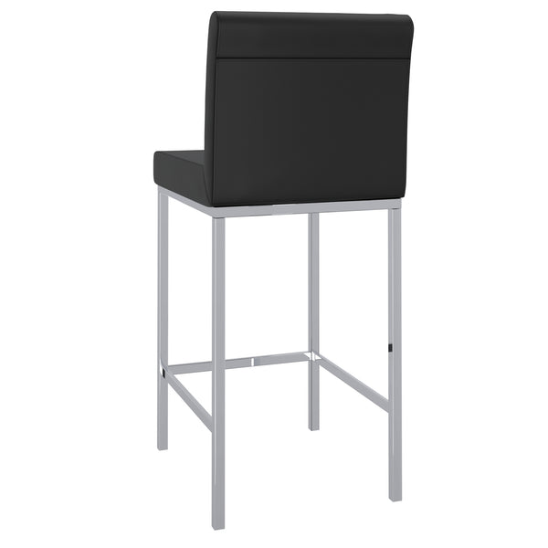 Worldwide Home Furnishings Porto-26" Contemporary Counter Stool With Faux Leather Comfort For Stylish Home Bars And Dining Areas Black,Chrome Faux Leather,Metal 203-576bk
