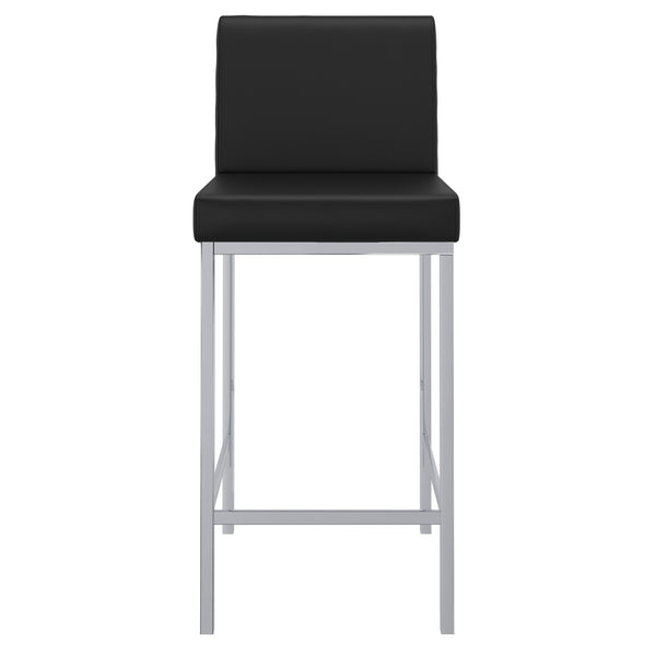Worldwide Home Furnishings Porto-26" Contemporary Counter Stool With Faux Leather Comfort For Stylish Home Bars And Dining Areas Black,Chrome Faux Leather,Metal 203-576bk