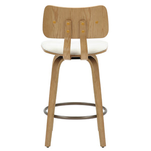 Worldwide Home Furnishings Zuni-26' Mid-century Modern Counter Stool With Beige Fabric, Bentwood Frame & Swivel Comfort Beige,Natural Fabric,Bentwood 203-581bg