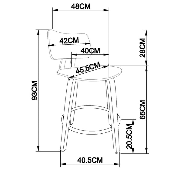 Worldwide Home Furnishings Zuni-26' Stylish Mid-century Modern Counter Stool With Swivel Design And Faux Leather Upholstery Black,Walnut Faux Leather,Bentwood 203-581pubk