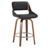 !nspire Hudson 26' Counter Stool Black/Walnut Faux Leather/Bentwood