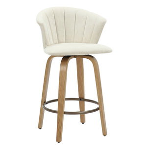 Worldwide Home Furnishings Tula-26'' Counter Stool - Elegant Mid-century Modern Design With Swivel & Soft Beige Upholstery Beige,Natural Fabric,Wood 203-583beg