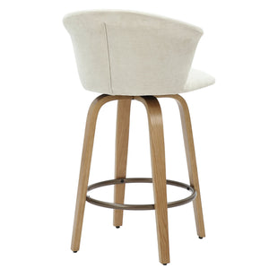 Worldwide Home Furnishings Tula-26'' Counter Stool - Elegant Mid-century Modern Design With Swivel & Soft Beige Upholstery Beige,Natural Fabric,Wood 203-583beg