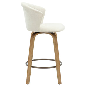 Worldwide Home Furnishings Tula-26'' Counter Stool - Elegant Mid-century Modern Design With Swivel & Soft Beige Upholstery Beige,Natural Fabric,Wood 203-583beg