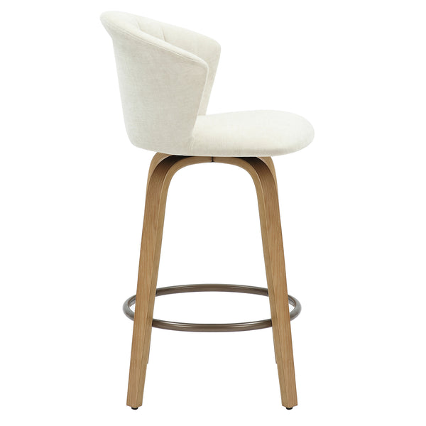 Worldwide Home Furnishings Tula-26'' Counter Stool - Elegant Mid-century Modern Design With Swivel & Soft Beige Upholstery Beige,Natural Fabric,Wood 203-583beg