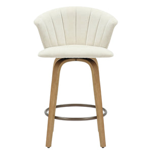 Worldwide Home Furnishings Tula-26'' Counter Stool - Elegant Mid-century Modern Design With Swivel & Soft Beige Upholstery Beige,Natural Fabric,Wood 203-583beg