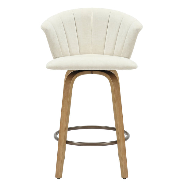 Worldwide Home Furnishings Tula-26'' Counter Stool - Elegant Mid-century Modern Design With Swivel & Soft Beige Upholstery Beige,Natural Fabric,Wood 203-583beg