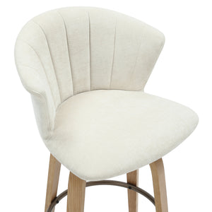 Worldwide Home Furnishings Tula-26'' Counter Stool - Elegant Mid-century Modern Design With Swivel & Soft Beige Upholstery Beige,Natural Fabric,Wood 203-583beg