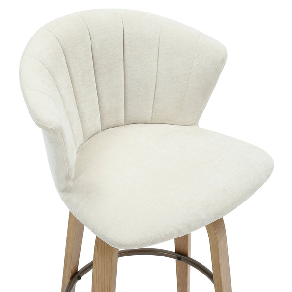 Worldwide Home Furnishings Tula-26'' Counter Stool - Elegant Mid-century Modern Design With Swivel & Soft Beige Upholstery Beige,Natural Fabric,Wood 203-583beg