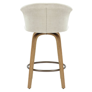 Worldwide Home Furnishings Tula-26'' Counter Stool - Elegant Mid-century Modern Design With Swivel & Soft Beige Upholstery Beige,Natural Fabric,Wood 203-583beg