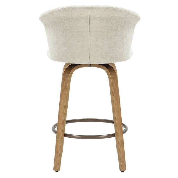 Worldwide Home Furnishings Tula-26'' Counter Stool - Elegant Mid-century Modern Design With Swivel & Soft Beige Upholstery Beige,Natural Fabric,Wood 203-583beg