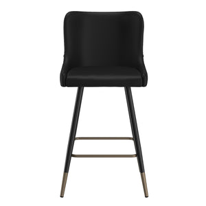 Worldwide Home Furnishings Xander-26'' Mid-century Black Counter Stool With Plush Tufted Back And Gold Dipped Metal Legs Black Faux Leather,Metal 203-620bk