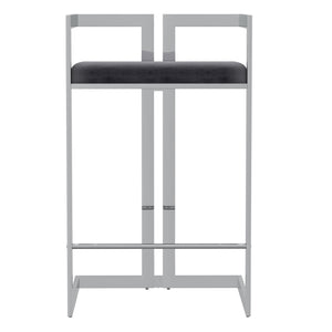 Worldwide Home Furnishings Cosmo-26'' Contemporary Velvet Counter Stool With Polished Silver Base For Stylish Comfort & Cleanliness Grey,Silver Velvet,Metal 203-625gy_Ch