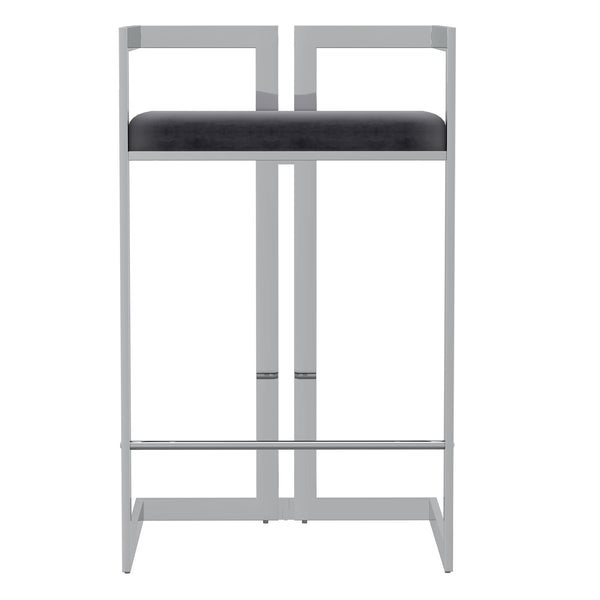 Worldwide Home Furnishings Cosmo-26'' Contemporary Velvet Counter Stool With Polished Silver Base For Stylish Comfort & Cleanliness Grey,Silver Velvet,Metal 203-625gy_Ch