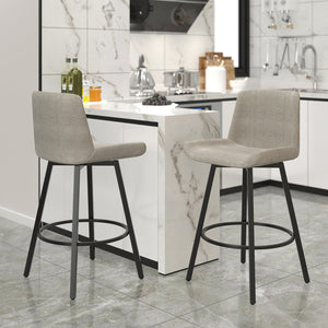 Worldwide Home Furnishings Fern-26'' Stylish Counter Stool - Modern Fabric Design For Comfort In Kitchen & Bar Settings Grey,Black Fabric,Metal 203-666gy