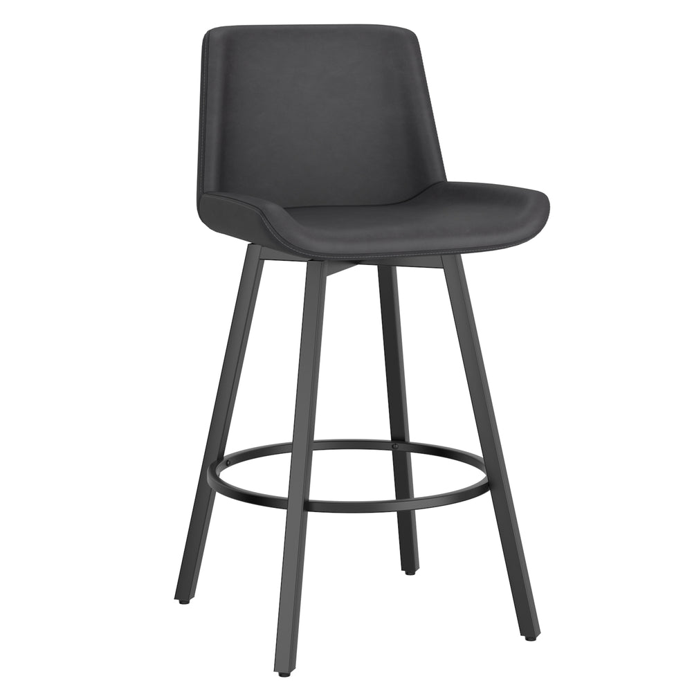 Worldwide Home Furnishings Fern-26'' Stylish Counter Stool - Modern Fabric Design For Comfort In Kitchen & Bar Settings Vintage Charcoal,Black Faux Leather,Metal 203-666puch