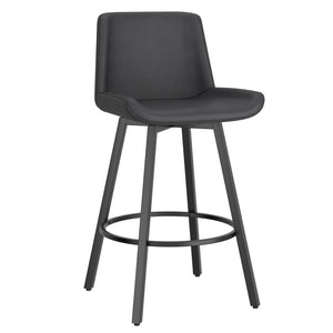 Worldwide Home Furnishings Fern-26'' Stylish Counter Stool - Modern Fabric Design For Comfort In Kitchen & Bar Settings Vintage Charcoal,Black Faux Leather,Metal 203-666puch