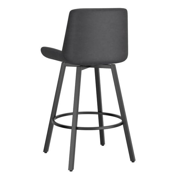 Worldwide Home Furnishings Fern-26'' Stylish Counter Stool - Modern Fabric Design For Comfort In Kitchen & Bar Settings Vintage Charcoal,Black Faux Leather,Metal 203-666puch