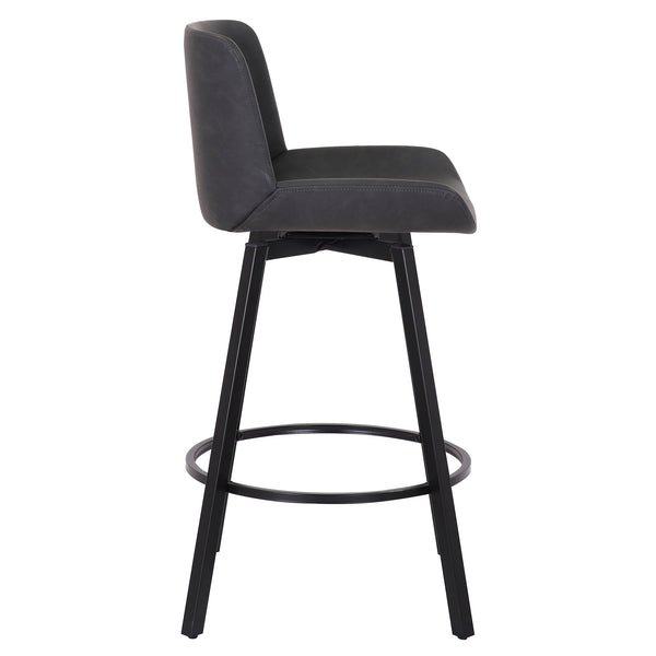 Worldwide Home Furnishings Fern-26'' Stylish Counter Stool - Modern Fabric Design For Comfort In Kitchen & Bar Settings Vintage Charcoal,Black Faux Leather,Metal 203-666puch