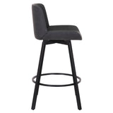 !nspire Fern 26'' Counter Stool Pu Vintage Charcoal/Black Faux Leather/Metal