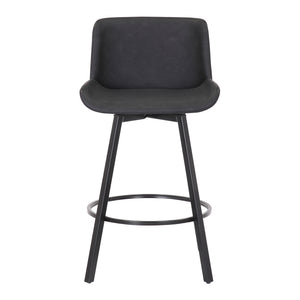 Worldwide Home Furnishings Fern-26'' Stylish Counter Stool - Modern Fabric Design For Comfort In Kitchen & Bar Settings Vintage Charcoal,Black Faux Leather,Metal 203-666puch