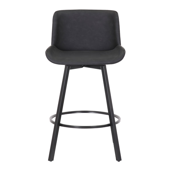 Worldwide Home Furnishings Fern-26'' Stylish Counter Stool - Modern Fabric Design For Comfort In Kitchen & Bar Settings Vintage Charcoal,Black Faux Leather,Metal 203-666puch