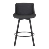 !nspire Fern 26'' Counter Stool Pu Vintage Charcoal/Black Faux Leather/Metal