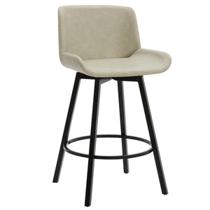 Worldwide Home Furnishings Fern-26'' Stylish Counter Stool - Modern Fabric Design For Comfort In Kitchen & Bar Settings Vintage Ivory,Black Faux Leather,Metal 203-666puiv