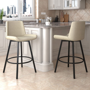 Worldwide Home Furnishings Fern-26'' Stylish Counter Stool - Modern Fabric Design For Comfort In Kitchen & Bar Settings Vintage Ivory,Black Faux Leather,Metal 203-666puiv
