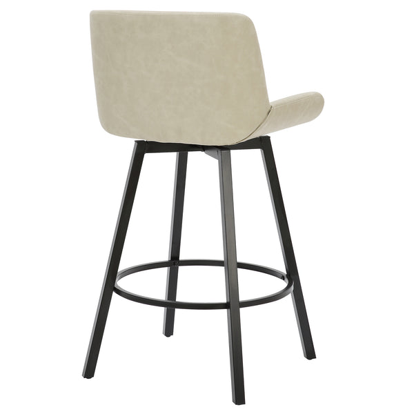 Worldwide Home Furnishings Fern-26'' Stylish Counter Stool - Modern Fabric Design For Comfort In Kitchen & Bar Settings Vintage Ivory,Black Faux Leather,Metal 203-666puiv