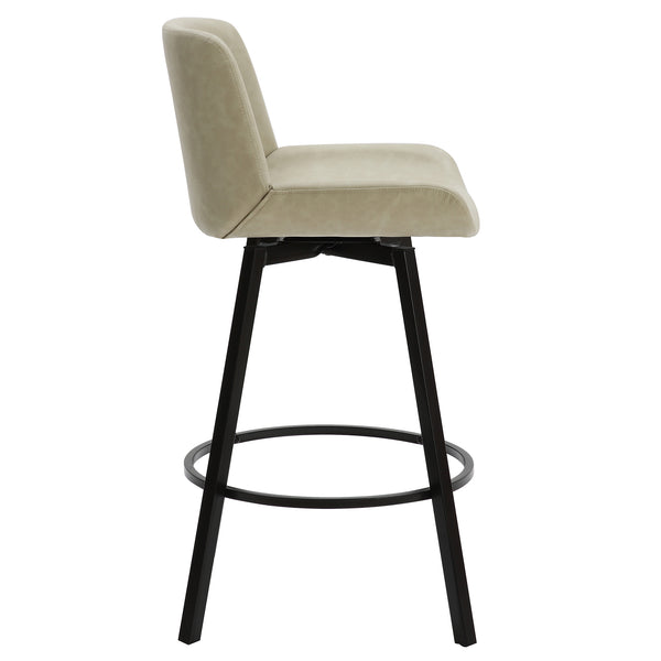Worldwide Home Furnishings Fern-26'' Stylish Counter Stool - Modern Fabric Design For Comfort In Kitchen & Bar Settings Vintage Ivory,Black Faux Leather,Metal 203-666puiv