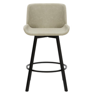 Worldwide Home Furnishings Fern-26'' Stylish Counter Stool - Modern Fabric Design For Comfort In Kitchen & Bar Settings Vintage Ivory,Black Faux Leather,Metal 203-666puiv