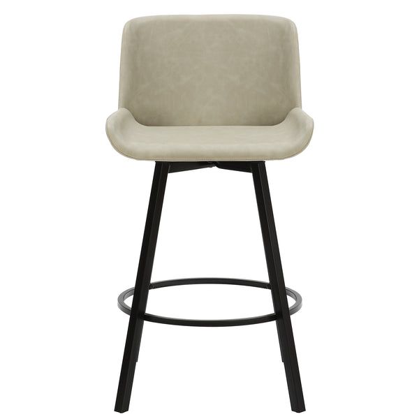 Worldwide Home Furnishings Fern-26'' Stylish Counter Stool - Modern Fabric Design For Comfort In Kitchen & Bar Settings Vintage Ivory,Black Faux Leather,Metal 203-666puiv
