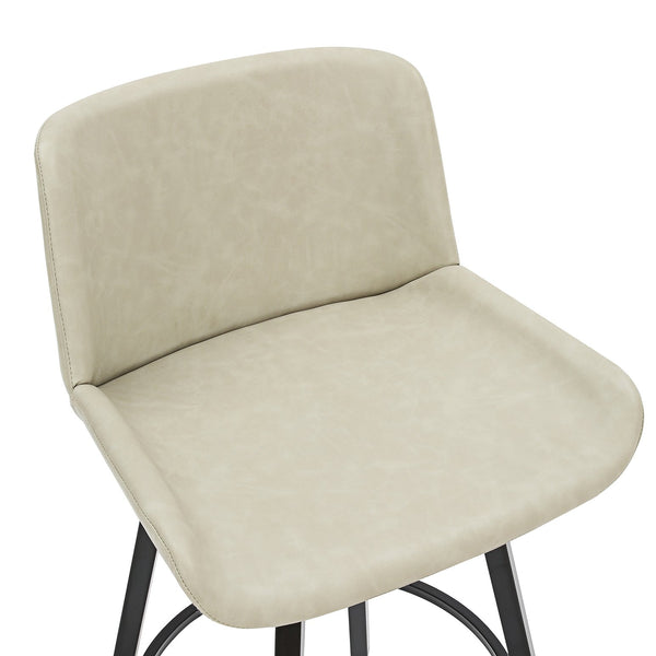 Worldwide Home Furnishings Fern-26'' Stylish Counter Stool - Modern Fabric Design For Comfort In Kitchen & Bar Settings Vintage Ivory,Black Faux Leather,Metal 203-666puiv