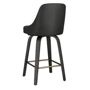 Worldwide Home Furnishings Oakley-26'' Stylish Counter Stool With Swivel Feature, Vintage Faux Leather & Bentwood Legs Charcoal,Black Faux Leather,Bentwood 203-887ch
