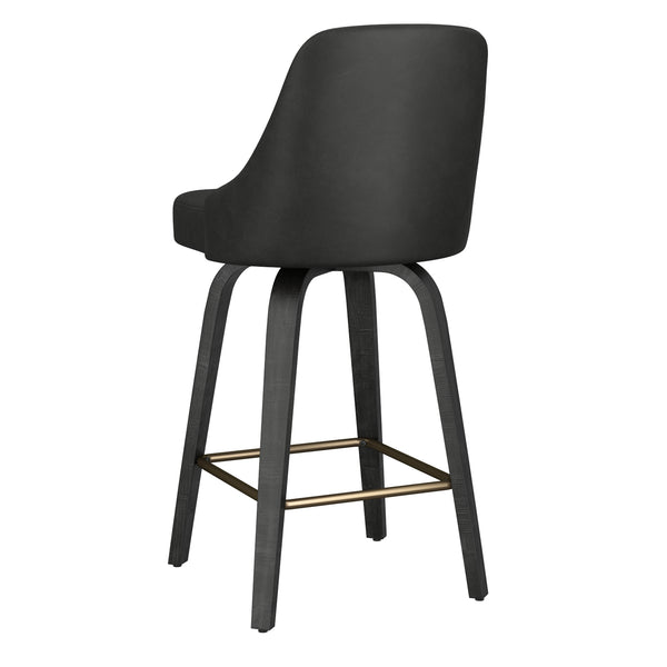 Worldwide Home Furnishings Oakley-26'' Stylish Counter Stool With Swivel Feature, Vintage Faux Leather & Bentwood Legs Charcoal,Black Faux Leather,Bentwood 203-887ch