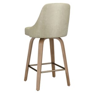 Worldwide Home Furnishings Oakley-26'' Stylish Counter Stool With Swivel Feature, Vintage Faux Leather & Bentwood Legs Ivory,Whitewash Faux Leather,Bentwood 203-887iv